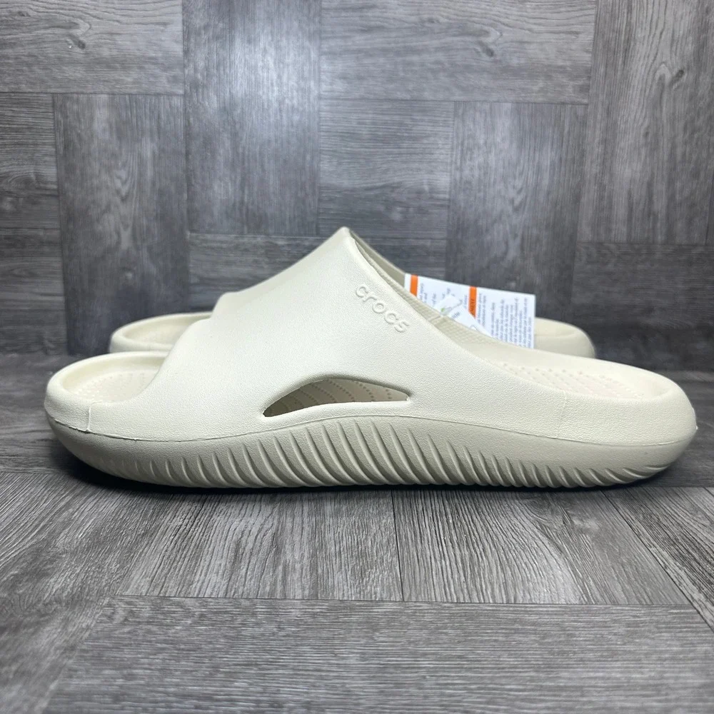 Crocs Mellow Recovery Slide Mens 13 Bone Off-White Comfort Foam NEW